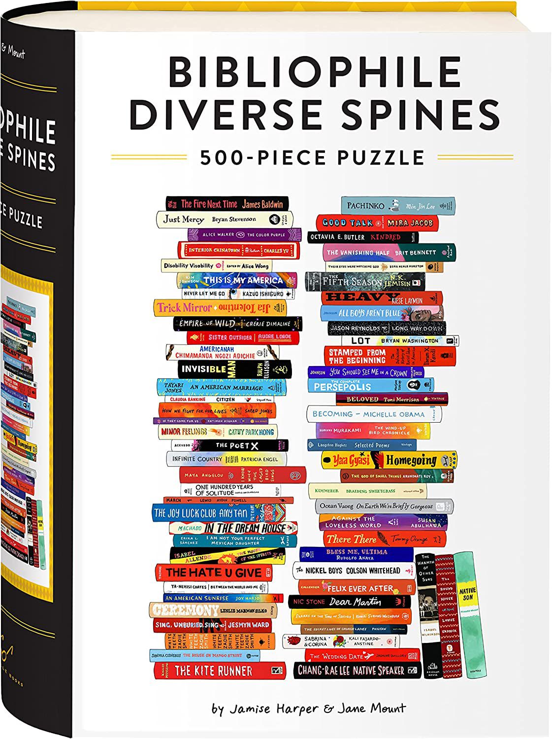 Image of a Jane Mount puzzle featuring diverse book spines